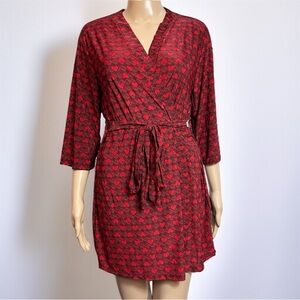 Rene Rofe Valentines Hearts Stretch Sleepwear Intimates Belted Robe